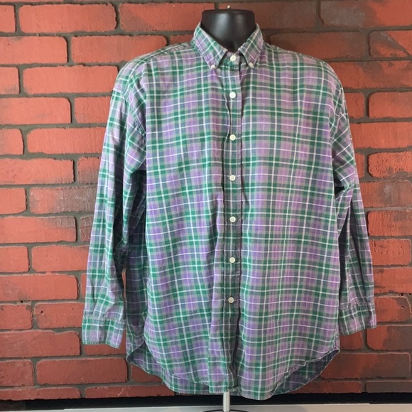 Allen Allen‎ Plaid Men's Button Down Purple Large - Picture 1 of 6